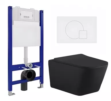Комплект 3 в 1 инсталляция Enio Tecnico 50 EN8050050 + Унитаз подвесной Aquanet Tavr-W BW 287011 + кнопка белая матовая