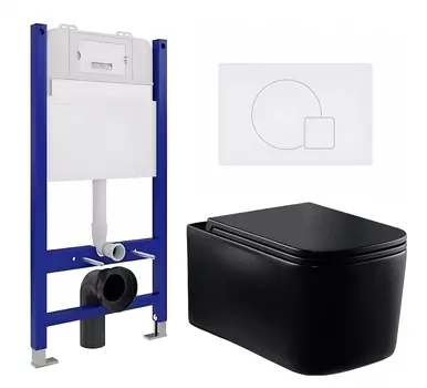 Комплект 3 в 1 инсталляция Enio Tecnico 50 EN8050050 + Унитаз Vincea Ultra Rimless VT1-32MB + кнопка белая матовая