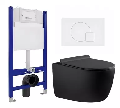 Комплект 3 в 1 инсталляция Enio Tecnico 50 EN8050050 + Унитаз подвесной Aquanet Cetus 287008 + кнопка белая матовая