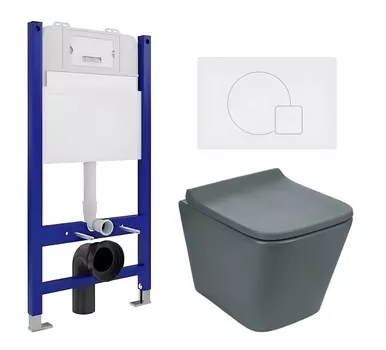 Комплект 3 в 1 инсталляция Enio Tecnico 50 EN8050050 + Унитаз подвесной Weltwasser WW SK Gelbach 041 MT-GR + кнопка белая матовая
