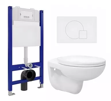 Комплект 3 в 1 инсталляция Enio Tecnico 50 EN8050050 + Унитаз подвесной Enio Ekos EN0170571 + кнопка белая матовая