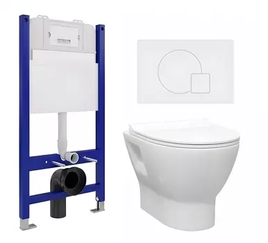 Комплект 3 в 1 инсталляция Enio Tecnico 50 EN8050050 + Унитаз подвесной Enio Nativo EN1270551 + кнопка белая матовая