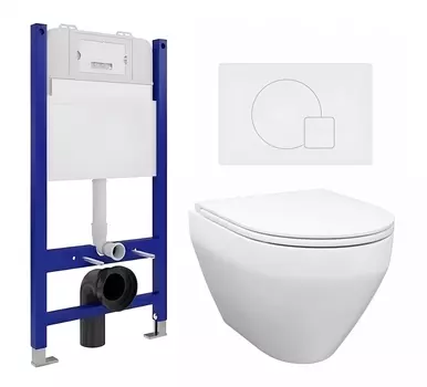 Комплект 3 в 1 инсталляция Enio Tecnico 50 EN8050050 + Унитаз подвесной Enio Cono EN2870522 + кнопка белая матовая