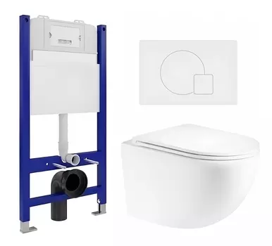 Комплект 3 в 1 инсталляция Enio Tecnico 50 EN8050050 + Унитаз подвесной Enio Unico Tornado EN2105073 + кнопка белая матовая