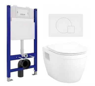 Комплект 3 в 1 инсталляция Enio Tecnico 50 EN8050050 + Унитаз подвесной Enio Bolo EN8350034 + кнопка белая матовая