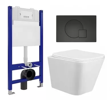 Комплект 3 в 1 инсталляция Enio Tecnico 50 EN8050050 + Унитаз подвесной Taliente Correto CR25200 + кнопка черная матовая