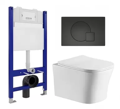 Комплект 3 в 1 инсталляция Enio Tecnico 50 EN8050050 + Подвесной унитаз CeruttiSpa Marmolada aria CT7778 + кнопка черная матовая