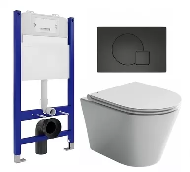 Комплект 3 в 1 инсталляция Enio Tecnico 50 EN8050050 + Унитаз подвесной Ceramica Nova Forma CN3011 + кнопка черная матовая