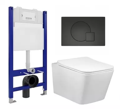 Комплект 3 в 1 инсталляция Enio Tecnico 50 EN8050050 + Унитаз Vincea Q-Line VT1-12 + кнопка черная матовая