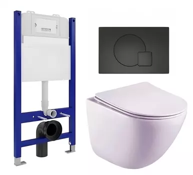 Комплект 3 в 1 инсталляция Enio Tecnico 50 EN8050050 + Унитаз подвесной Esbano Lotus ESUPLOTUW + кнопка черная матовая