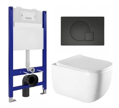 Комплект 3 в 1 инсталляция Enio Tecnico 50 EN8050050 + Унитаз подвесной Vincea Form VT1-35 + кнопка черная матовая
