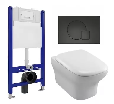 Комплект 3 в 1 инсталляция Enio Tecnico 50 EN8050050 + Унитаз подвесной Jacob Delafon Vox EDM102-00 + кнопка черная матовая