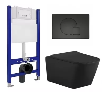 Комплект 3 в 1 инсталляция Enio Tecnico 50 EN8050050 + Унитаз подвесной Aquanet Tavr-W BW 287011 + кнопка черная матовая
