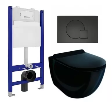 Комплект 3 в 1 инсталляция Enio Tecnico 50 EN8050050 + Унитаз подвесной Esbano Garcia ESUPGARCB + кнопка черная матовая