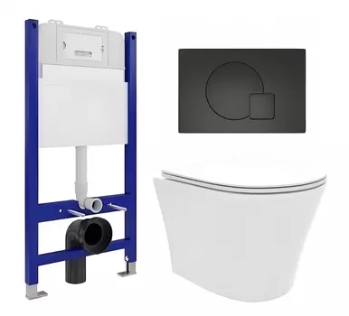 Комплект 3 в 1 инсталляция Enio Tecnico 50 EN8050050 + Унитаз подвесной Enio Neo EN5370588 + кнопка черная матовая