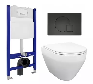 Комплект 3 в 1 инсталляция Enio Tecnico 50 EN8050050 + Унитаз подвесной Enio Cono EN2870522 + кнопка черная матовая