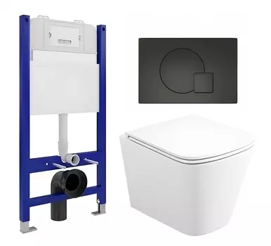 Комплект 3 в 1 инсталляция Enio Tecnico 50 EN8050050 + Унитаз подвесной Enio Binario Tornado EN4180237 + кнопка черная матовая