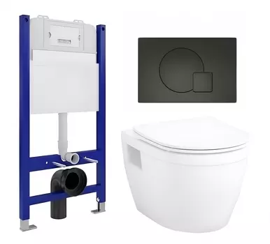 Комплект 3 в 1 инсталляция Enio Tecnico 50 EN8050050 + Унитаз подвесной Enio Bolo EN8350034 + кнопка черная матовая