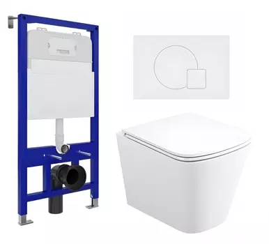 Комплект 3 в 1 инсталляция Enio Tecnico 52 EN8050052 + Унитаз подвесной Enio Binario EN4215896 + кнопка белая матовая OOO