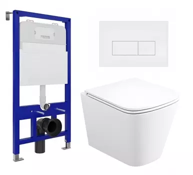 Комплект 3 в 1 инсталляция Enio Tecnico 52 EN8050052 + Унитаз подвесной Enio Binario EN4215896 + кнопка белая матовая OOO