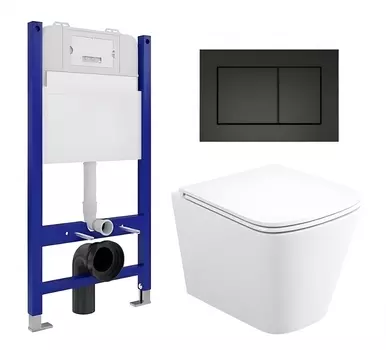 Комплект 3 в 1 инсталляция Enio Tecnico 50 EN8050050 + Унитаз подвесной Enio Binario EN4215896 + кнопка черная матовая OOO