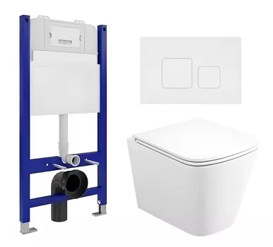 Комплект 3 в 1 инсталляция Enio Tecnico 50 EN8050050 + Унитаз подвесной Enio Binario EN4215896 + кнопка белая матовая OOO