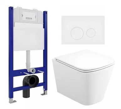 Комплект 3 в 1 инсталляция Enio Tecnico 50 EN8050050 + Унитаз подвесной Enio Binario EN4215896 + кнопка белая матовая OOO