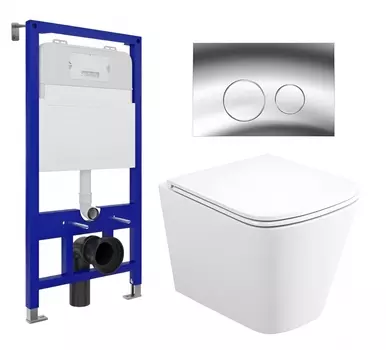 Комплект 3 в 1 инсталляция Enio Tecnico 52 EN8050052 + Унитаз подвесной Enio Binario EN4215896 + кнопка хром OOO
