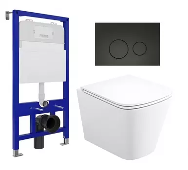 Комплект 3 в 1 инсталляция Enio Tecnico 52 EN8050052 + Унитаз подвесной Enio Binario EN4215896 + кнопка черная матовая OOO