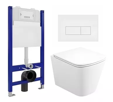 Комплект 3 в 1 инсталляция Enio Tecnico 50 EN8050050 + Унитаз подвесной Enio Binario EN4215896 + кнопка белая матовая OOO