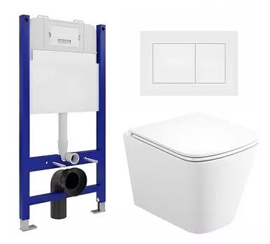 Комплект 3 в 1 инсталляция Enio Tecnico 50 EN8050050 + Унитаз подвесной Enio Binario EN4215896 + кнопка белая матовая OOO