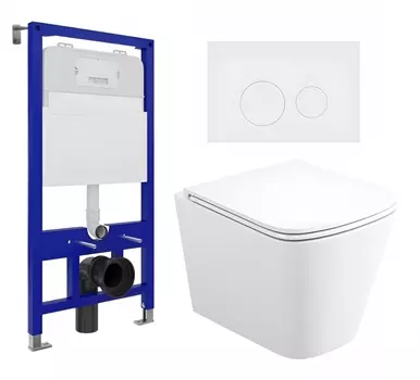 Комплект 3 в 1 инсталляция Enio Tecnico 52 EN8050052 + Унитаз подвесной Enio Binario EN4215896 + кнопка белая матовая OOO