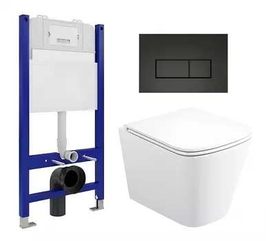 Комплект 3 в 1 инсталляция Enio Tecnico 50 EN8050050 + Унитаз подвесной Enio Binario EN4215896 + кнопка черная матовая OOO