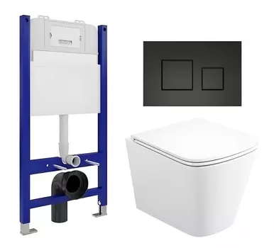 Комплект 3 в 1 инсталляция Enio Tecnico 50 EN8050050 + Унитаз подвесной Enio Binario EN4215896 + кнопка черная матовая OOO