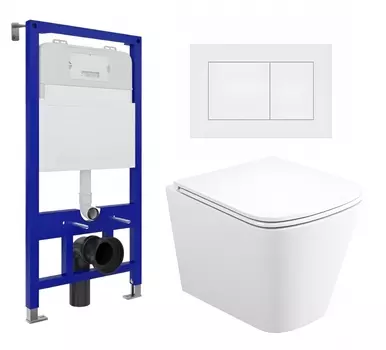 Комплект 3 в 1 инсталляция Enio Tecnico 52 EN8050052 + Унитаз подвесной Enio Binario EN4215896 + кнопка белая матовая OOO