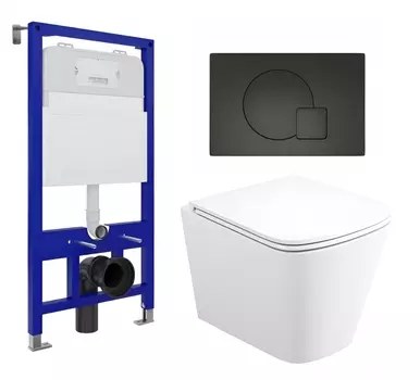 Комплект 3 в 1 инсталляция Enio Tecnico 52 EN8050052 + Унитаз подвесной Enio Binario EN4215896 + кнопка черная матовая OOO