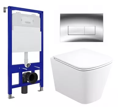 Комплект 3 в 1 инсталляция Enio Tecnico 52 EN8050052 + Унитаз подвесной Enio Binario EN4215896 + кнопка хром OOO