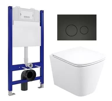 Комплект 3 в 1 инсталляция Enio Tecnico 50 EN8050050 + Унитаз подвесной Enio Binario EN4215896 + кнопка черная матовая OOO