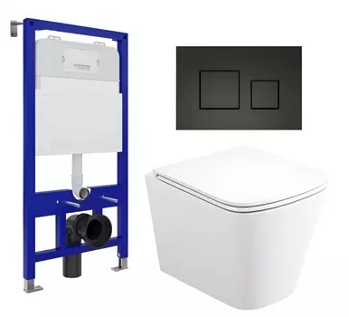 Комплект 3 в 1 инсталляция Enio Tecnico 52 EN8050052 + Унитаз подвесной Enio Binario EN4215896 + кнопка черная матовая OOO