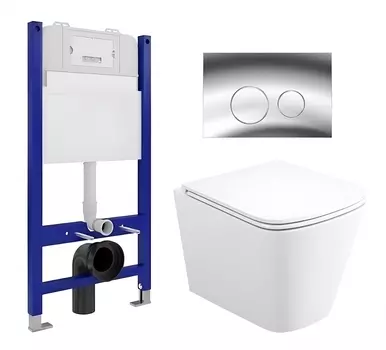 Комплект 3 в 1 инсталляция Enio Tecnico 50 EN8050050 + Унитаз подвесной Enio Binario EN4215896 + кнопка хром OOO