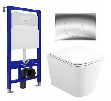 Комплект 3 в 1 инсталляция Enio Tecnico 52 EN8050052 + Унитаз подвесной Enio Binario EN4215896 + кнопка хром OOO