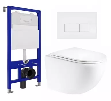 Комплект 3 в 1 инсталляция Enio Tecnico 52 EN8050052 + Унитаз подвесной Enio Unico EN3103895 + кнопка белая матовая OOO