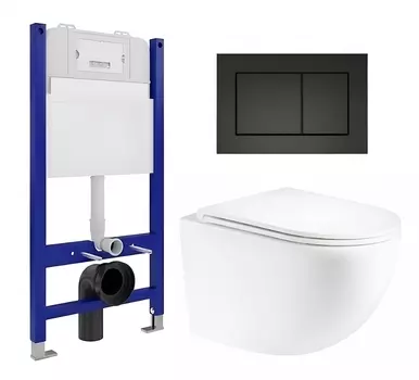 Комплект 3 в 1 инсталляция Enio Tecnico 50 EN8050050 + Унитаз подвесной Enio Unico EN3103895 + кнопка черная матовая OOO