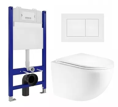 Комплект 3 в 1 инсталляция Enio Tecnico 50 EN8050050 + Унитаз подвесной Enio Unico EN3103895 + кнопка белая матовая OOO