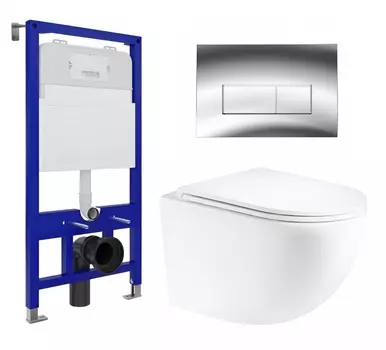 Комплект 3 в 1 инсталляция Enio Tecnico 52 EN8050052 + Унитаз подвесной Enio Unico EN3103895 + кнопка хром OOO