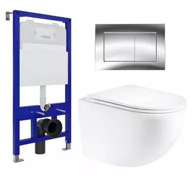 Комплект 3 в 1 инсталляция Enio Tecnico 52 EN8050052 + Унитаз подвесной Enio Unico EN3103895 + кнопка хром OOO