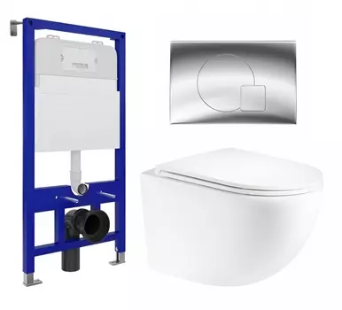 Комплект 3 в 1 инсталляция Enio Tecnico 52 EN8050052 + Унитаз подвесной Enio Unico EN3103895 + кнопка хром OOO