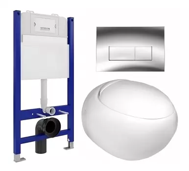 Комплект 3 в 1 инсталляция Enio Tecnico 50 EN8050050 + Подвесной унитаз WeltWasser Jeckenbach + кнопка хром