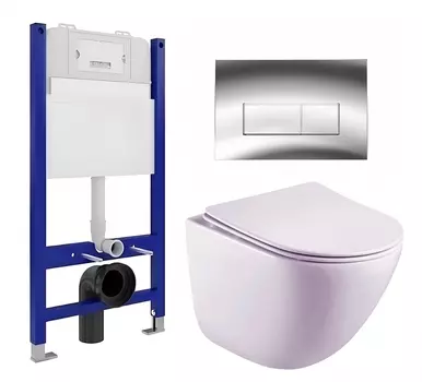 Комплект 3 в 1 инсталляция Enio Tecnico 50 EN8050050 + Унитаз подвесной Esbano Lotus ESUPLOTUW + кнопка хром