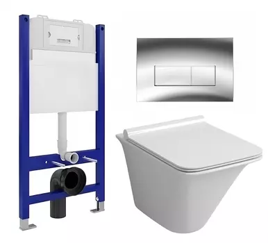 Комплект 3 в 1 инсталляция Enio Tecnico 50 EN8050050 + Унитаз подвесной Grossman GR-4413S + кнопка хром